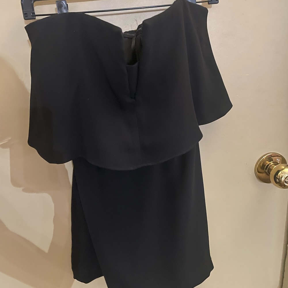 BCBGMaxAzria Black Ruffled Backless Sheath Dress